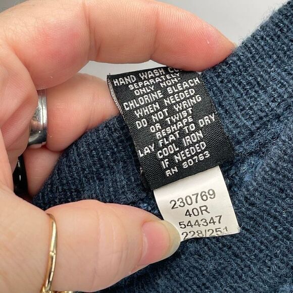 Moda International Womens Half Sleeve Sweater Acrylic Wool Navy Blue Size Large - Picture 4 of 9